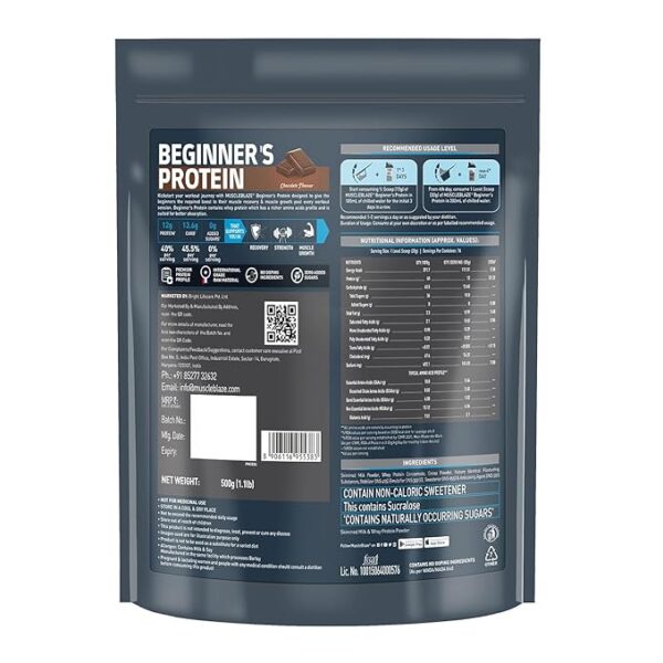 MuscleBlaze Beginner_s Whey Protein, No Added Sugar, Faster Muscle Recovery & Improved Strength (Chocolate, 500 g  1.1 lb) - Image 5